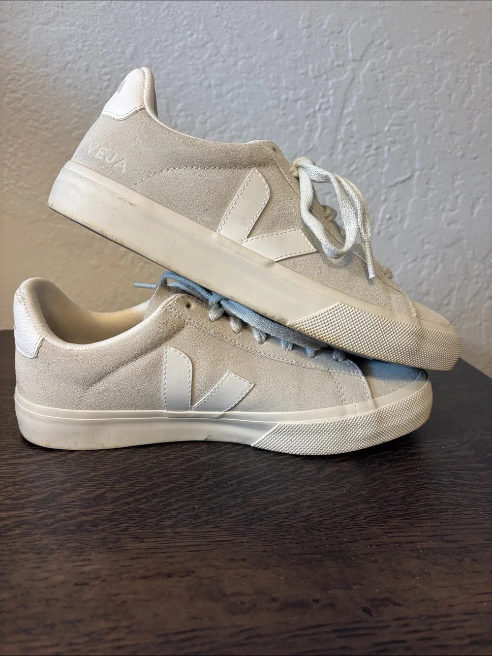 Veja Women’s Campo Suede Low-Top Natural White Sneakers 8 - Picture 4 of 10